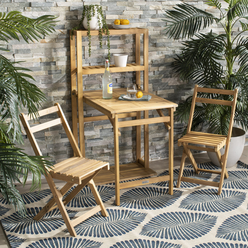Osvaldo 2 - Person Acacia Wood Patio Dining Set with Rectangular Table, Teak