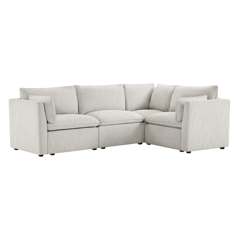 4PC Super Wide Modular Power Sectional-Light Gray, Light Gray Polyester