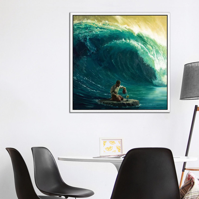 Tidal Wave by Christopher Clark - Floater Frame Print on Canvas, White Framed Canvas, 93.98 cm H x 93.98 cm W