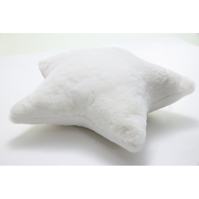 16.5" Snow White Faux Fur Star-Shaped Throw Pillow