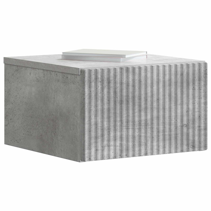 33cm W Manufactured Wood Bedside Table, Concrete Grey
