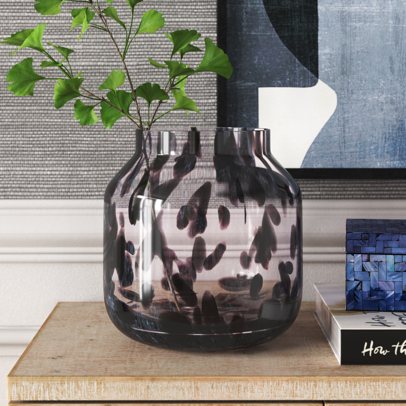Goldia Glass Table Vase, Purple, 10.45" H x 10.25" W x 10.25" D