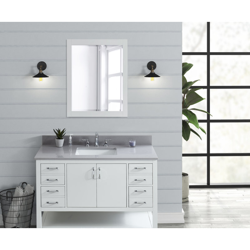 Comptoir de meuble-lavabo en marbre d'ingénierie gris 43 po avec lavabo et dosseret, Gris tourterelle