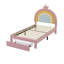 Upholstered Bed With Adjustable Headboard And 1 Drawer Velvet Pink