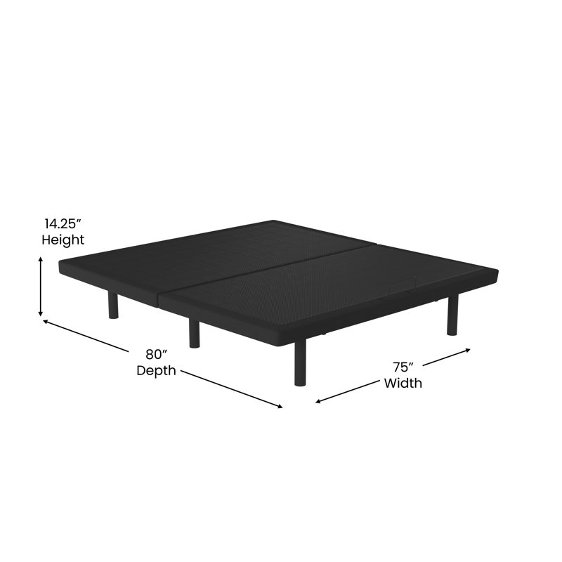 Overton Anti-skid Upholstered Adjustable Bed Base with Wireless Remote, King