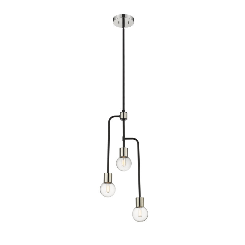 Lustre à niveaux 3 lumières unique Dearing, Nickel poli