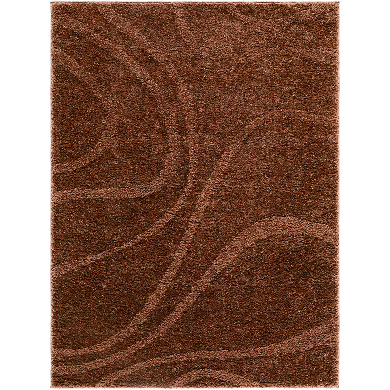Rodos-Modern Soft Plush Pile Living Bedroom Rug, Rust, Rectangle 160 x 213cm