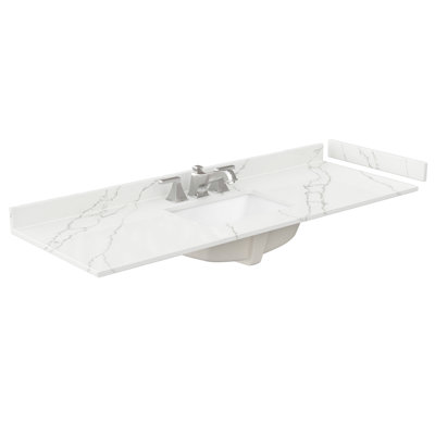 60" Single Countertop with Square Sink (3-Hole), Backsplash & Sidesplash