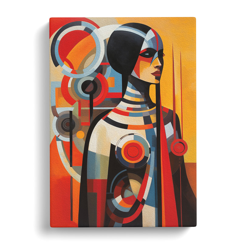 Indian Woman Constructivism No.4 - No Frame Art Prints - Wrapped Canvas, 60cm H x 40cm W x 3cm D