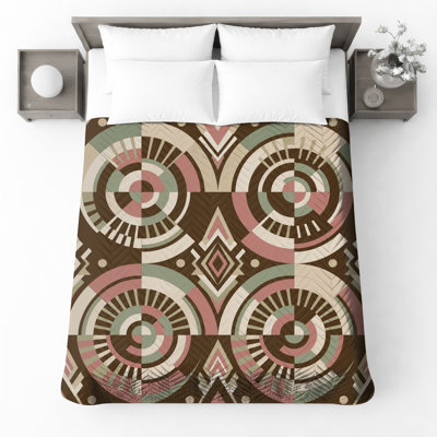 Couvre-lit matelassé à motif géométrique circulaire toutes tailles