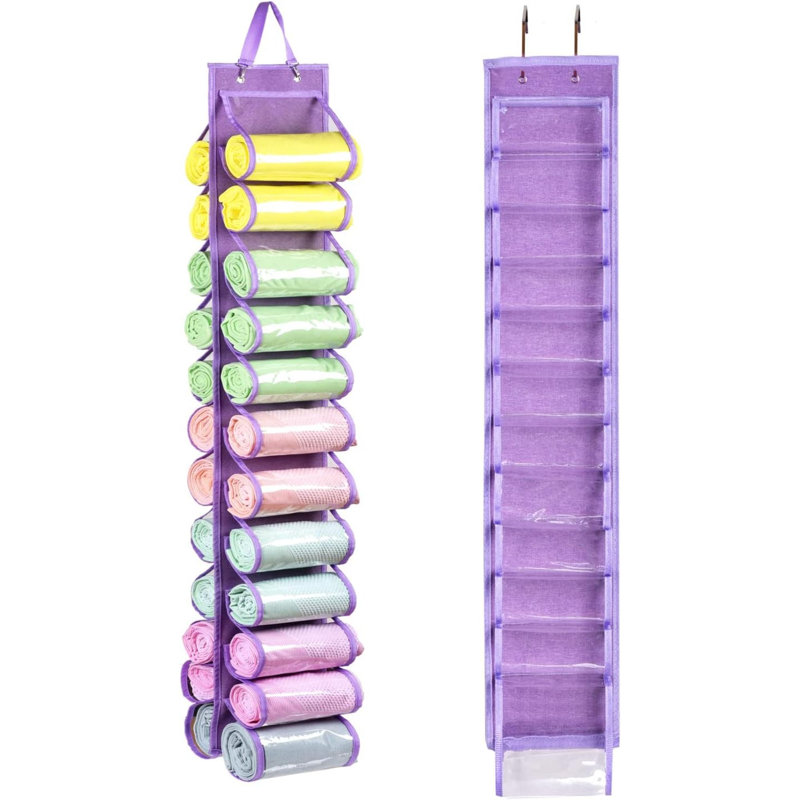Legging Storage Bag Storage Hanger Can Holds 24 Leggings Or Shirts Jeans Compartment Storage Hanger, Foldable Leggings Organizer Clothes Portable Closets Roll Holder, L