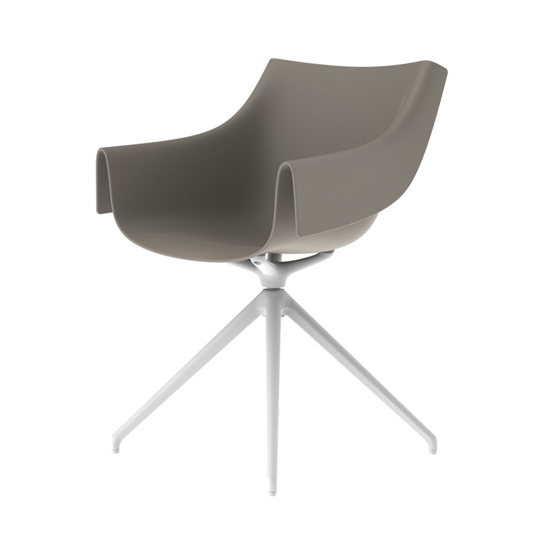 Manta 23.5" W Swivel Armchair, Tortora, Silver