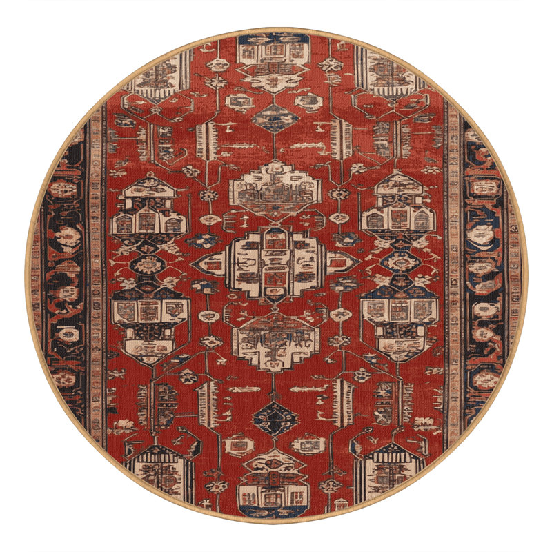 Tapis brun lavable à la machine, Rond 5 pi