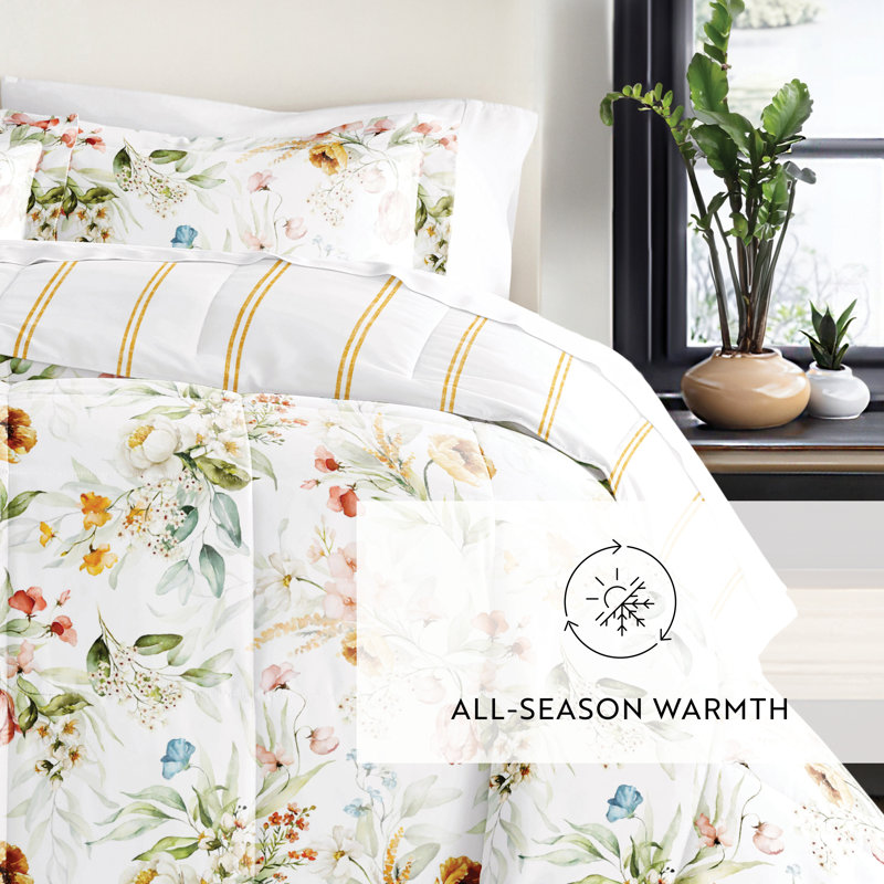 King White Reversible Down Alternative Microfiber Bedspread Set