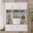 Modern Hall Tree with Coat Rack,6 Drawers,3 Cabinets,and Bench-1664650720