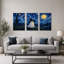 «White Ghost in Black Witch Hat Under Halloween», ensemble de 3 toiles murales-805318392