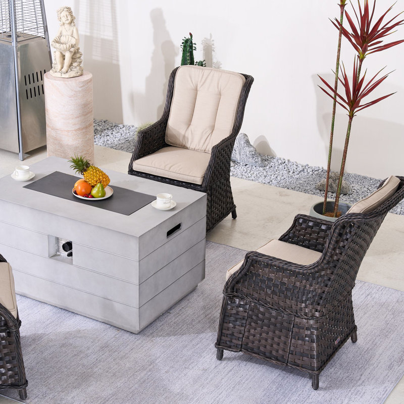 Nouriah 4-Person Multiple Chairs Seating Group With Cushions, Beige, Brown