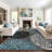 Padowski Floral Gray/Blue/Black Area Rug-1385645901