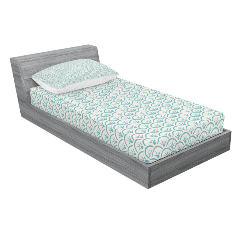 Twin XL White Geometric Print Microfiber Sheet Set