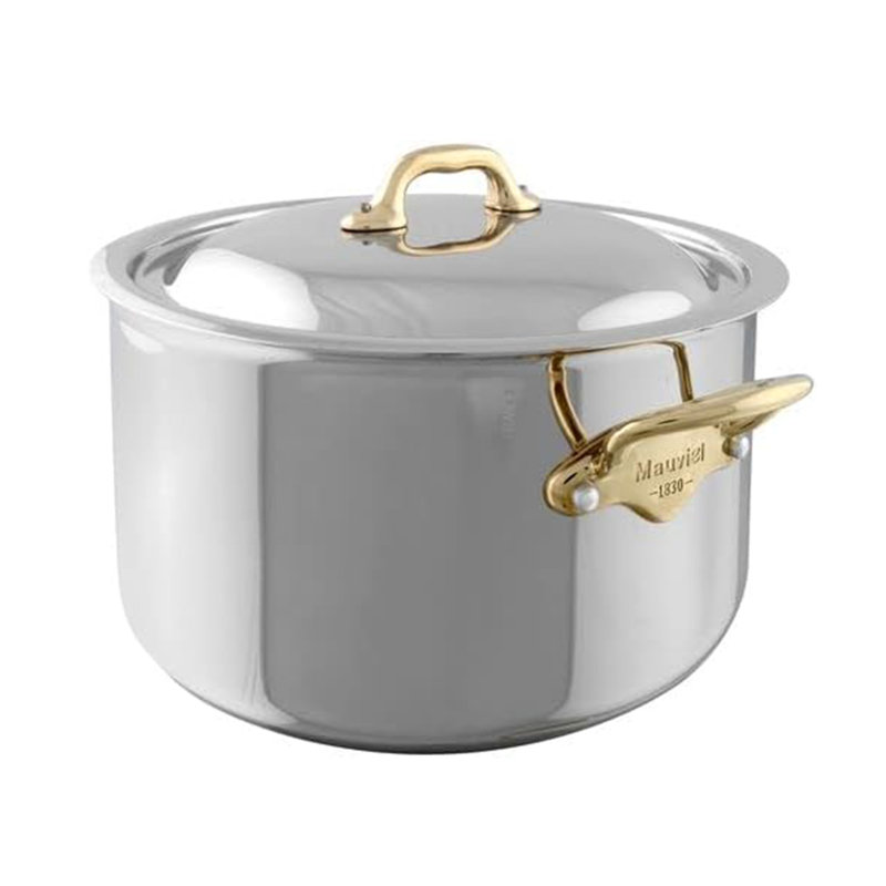 Mauviel M'cook B Stewpan With Lid, Brass Handles, 3.4-Qt, 13"