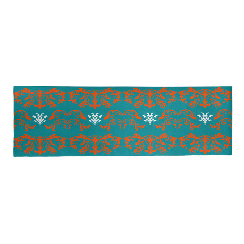 Tapis de couloir damassé bleu