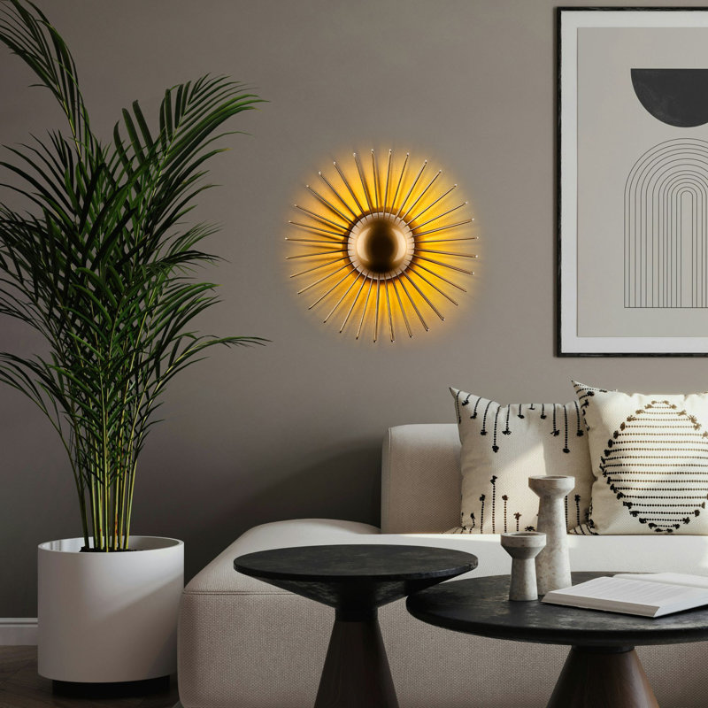 Lampe murale, Doré, H 17,72 po x l 17,72 po x P 7,09 po