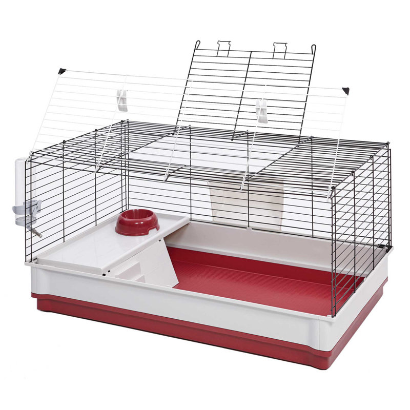 Deluxe Maroon and White Small Animal Cage with Accessories