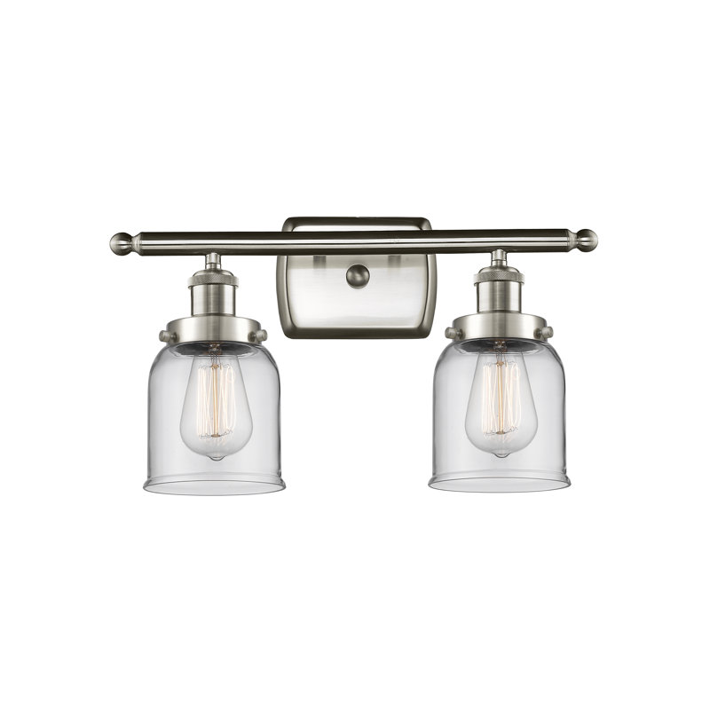 Éclairage pour meuble-lavabo 2 lumières Calton, Incandescent, Transparent, Nickel satiné brossé