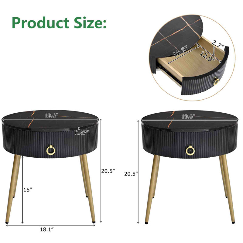 Khayam End Table Set with Storage, Black