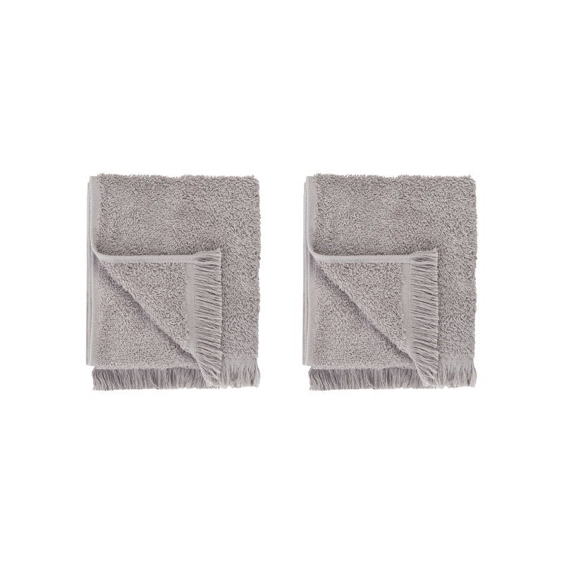 FRINO 100% Organic Cotton Hand Towel Set - Fringed, Satellite 