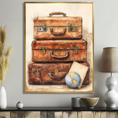 Art mural rétro, toile de bagage rétro, valises de voyage rétro