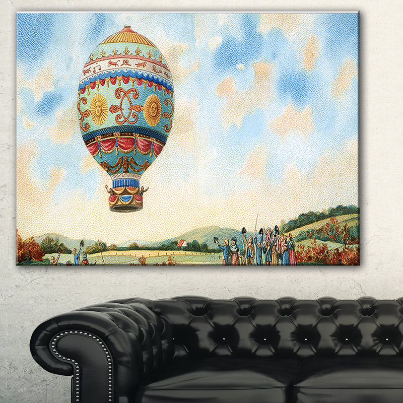 Peinture abstraite Corwin «Hot Air Balloon Illustration», H 20 po x l 20 po x P 1 po, Toile tendue avec châssis