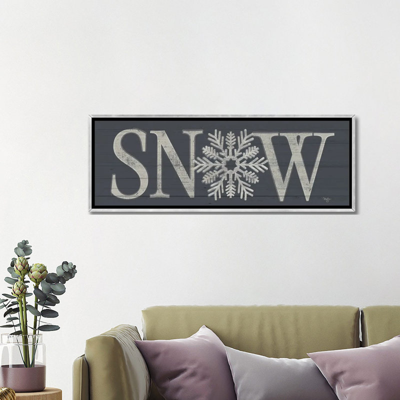 Neige - impression d'art mural - toile encadrée, H 16 po x l 48 po, Argent argent