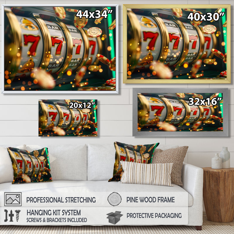 Machine à sous Jackpot Winner II, H 34 po x l 44 po x P 1,5 po, Toile tendue