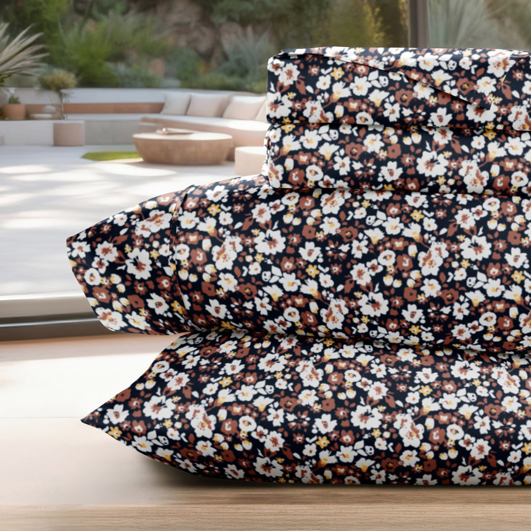 4 Piece Sheet Set Patterned Microfiber Ultra Soft Bedding in Floral Dream IEnjoy Home