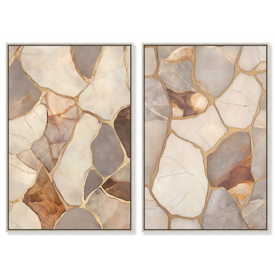 Textured Earthy Tones Duo Canvas Print Brown Wall Art Set by Art Remedy, Black Frame, 10 x 15
