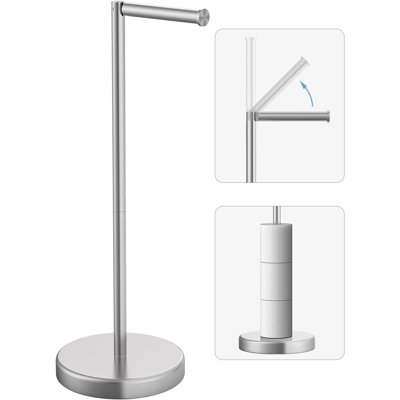 Brushed Nickel Toilet Paper Holder Stand, Freestanding Toilet Paper Holder