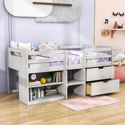 Harriet Bee Emmily Kids Twin Loft Bed with Drawers & Reviews | Wayfair