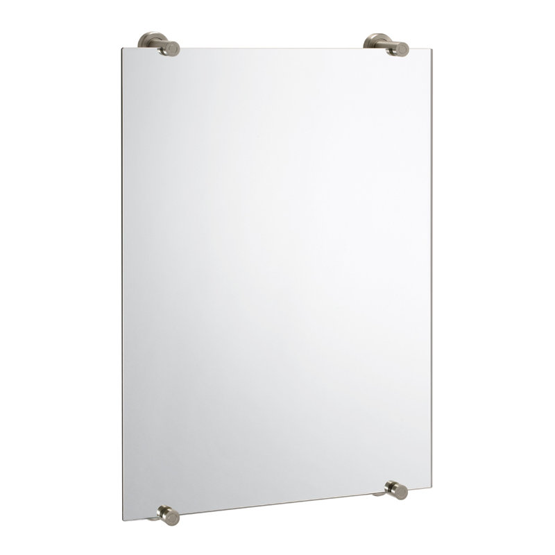 Latitude Wall Mount Frameless Rectangle Bathroom Vanity Mirror | Mount Landscape or Portrait, Satin Nickel