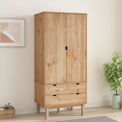 2 Door Solid + Manufactured Wood Wardrobe