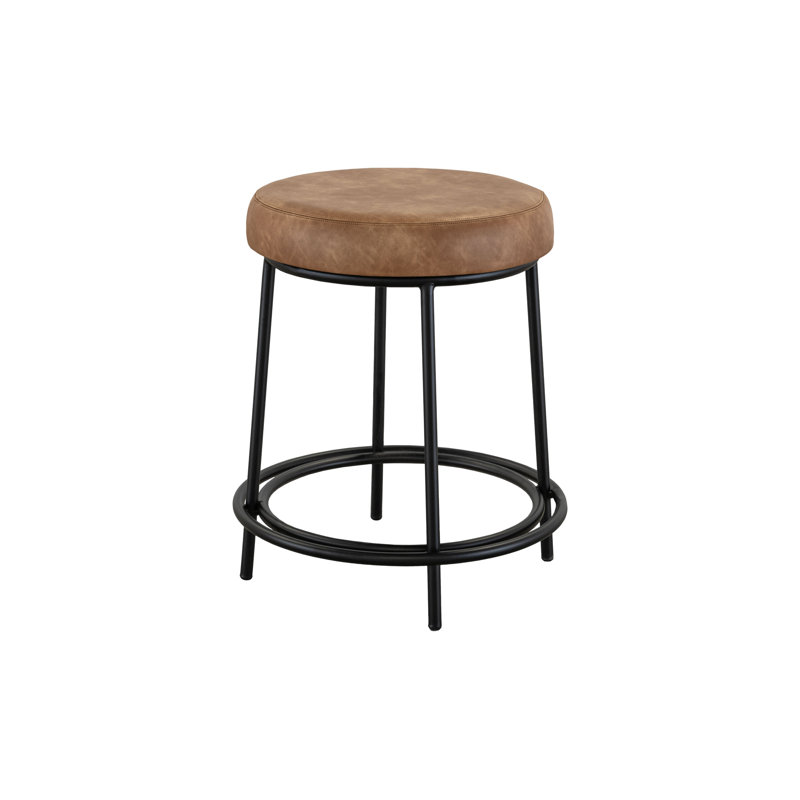 Structure en bois et base en métal, tabouret de 24 po, Orange / noir