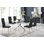Lenworth Modern Chrome Metal and Glass Dining Table Set with 6 Luxury Faux Leather Dining Chairs