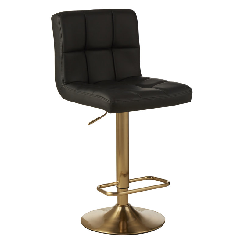 Tricia Swivel Upholstered Adjustable Height Counter Stool with Metal Frame, Black