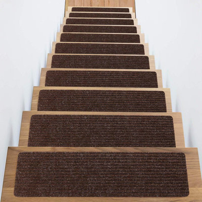 Tapis d'escalier antidérapant 8 po x 30 po pour escalier intérieur en bois avec envers en TPE et surface antidérapante, tapis de sécurité adhésif réutilisable