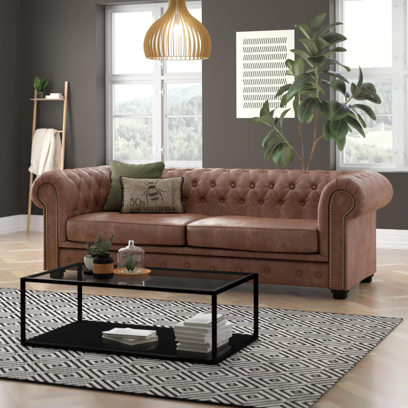 Haverly 3 Seater Chesterfield Sofa Bed, 28" H x 88 " W x 35" D