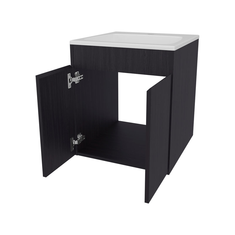 Bathroom Vanity With Two Doors, White, Wenge