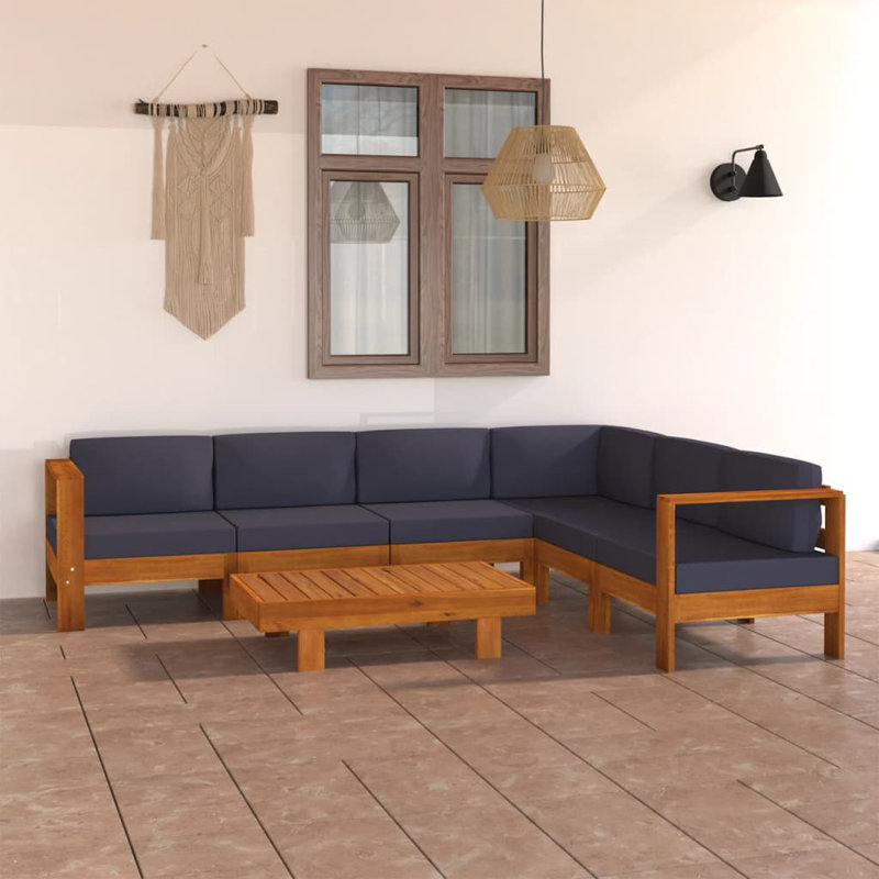 Ensemble de patio avec coussins Nordista, Gris foncé