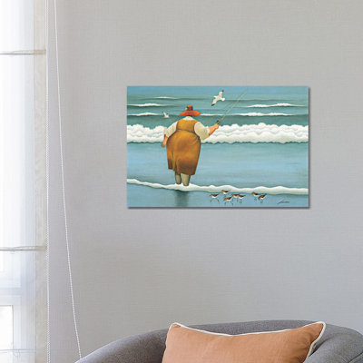 Surfside Fishing by Lowell Herrero - Wrapped Canvas Painting