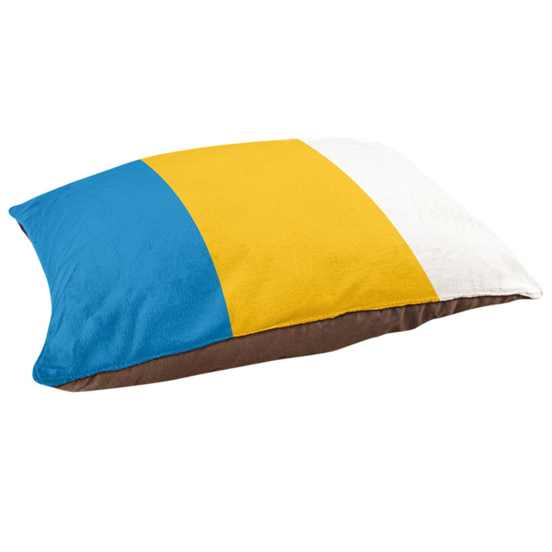 Coussin Cleveland, Grand (l 50 po x P 40 po x H 7 po), Bleu / Jaune / Blanc