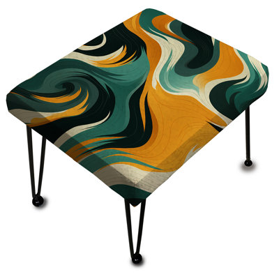 Jungle Majesty In Orange And Green - Abstract Rectangle Ottoman